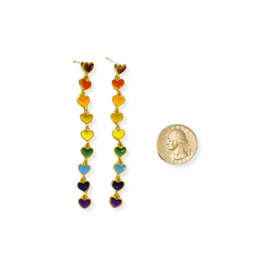 Colorful Heart Dangle Earrings