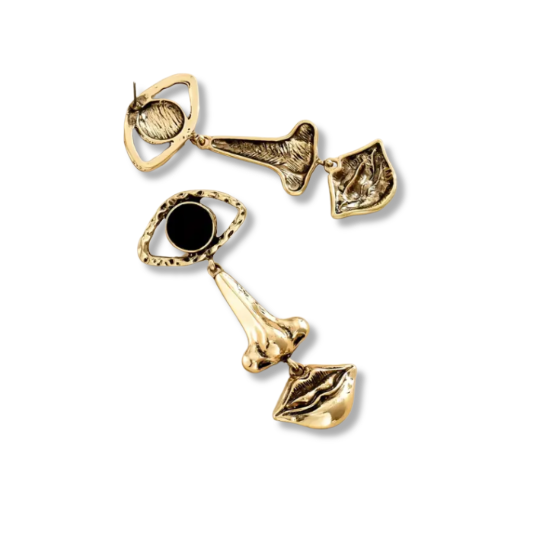 Vintage Nose, Lips, Eye Dangling Earrings