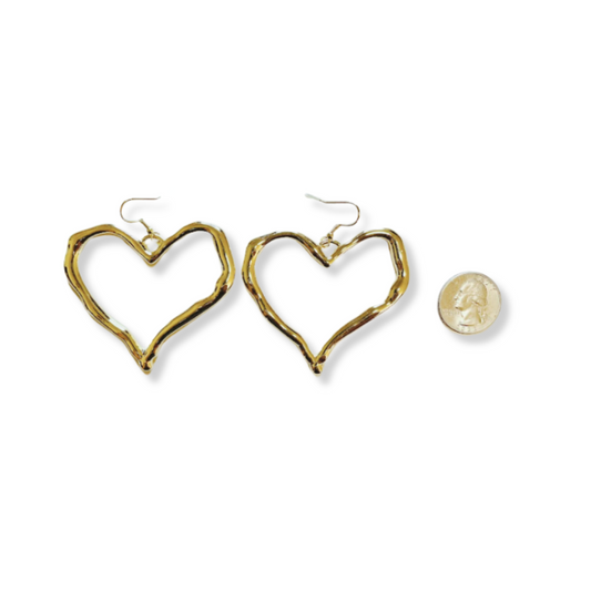 Gold Dangle Heart Earrings