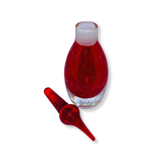 Ruby Red Vintage Glass Perfume Decanter with Bullicante Bottle