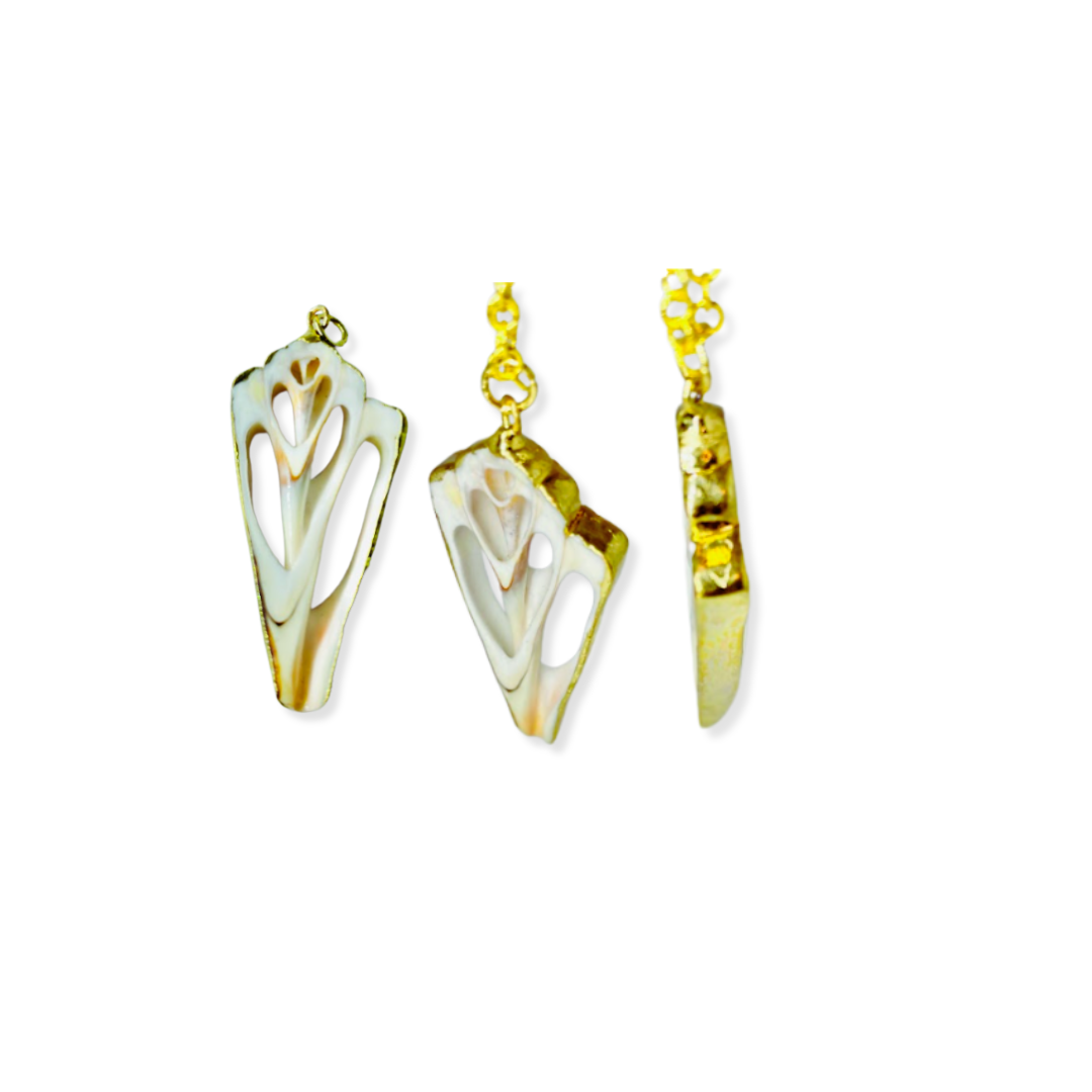 Real Shell Pendant Necklace adorned with Gold