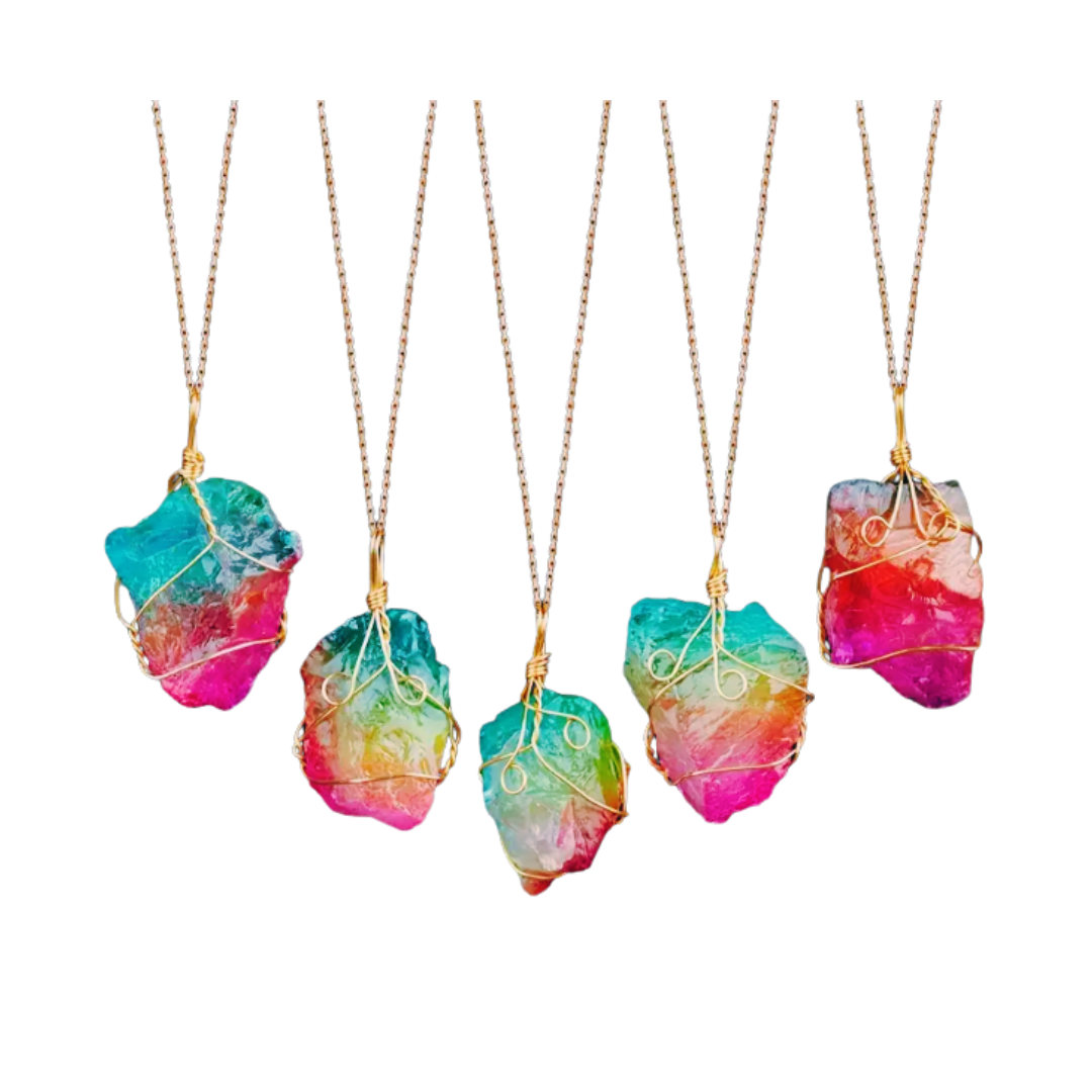 Rainbow Stone Pendant Necklace