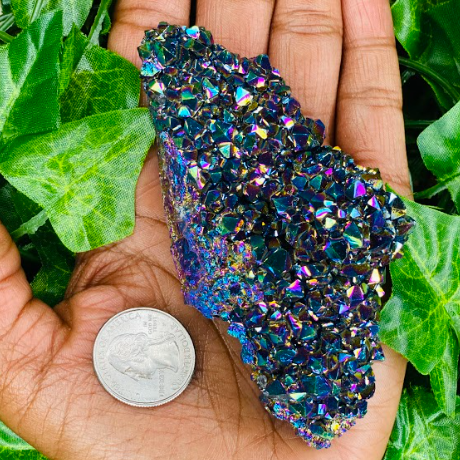 Rainbow Aura Amethyst Cluster